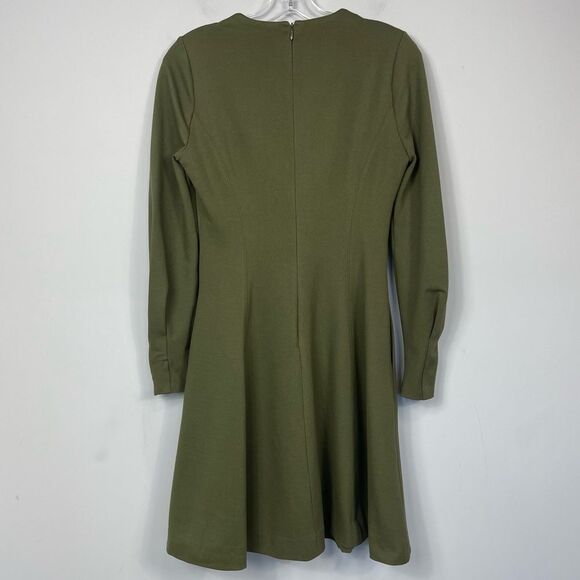 Pearl by Lela Rose Ponte Square Neck Dress Olive Green Long Sleeve A Line 0 Rare - Picture 11 of 16